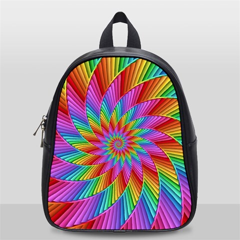 Psychedelic Rainbow Spiral School Bag (Small) from ArtsNow.com Front