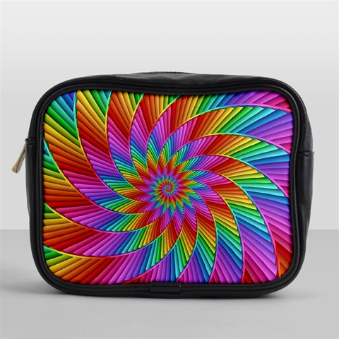 Psychedelic Rainbow Spiral Mini Toiletries Bag (One Side) from ArtsNow.com Front