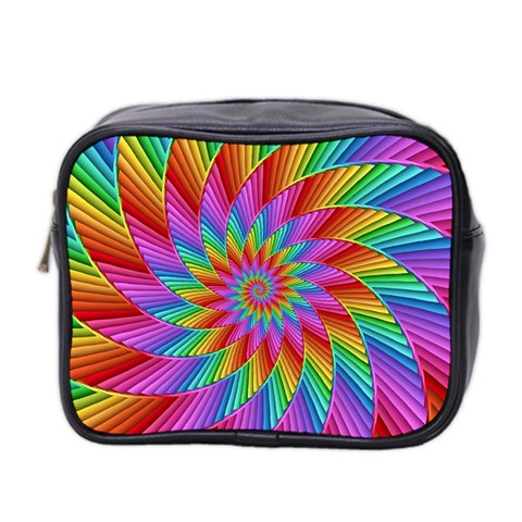 Psychedelic Rainbow Spiral Mini Toiletries Bag (Two Sides) from ArtsNow.com Front