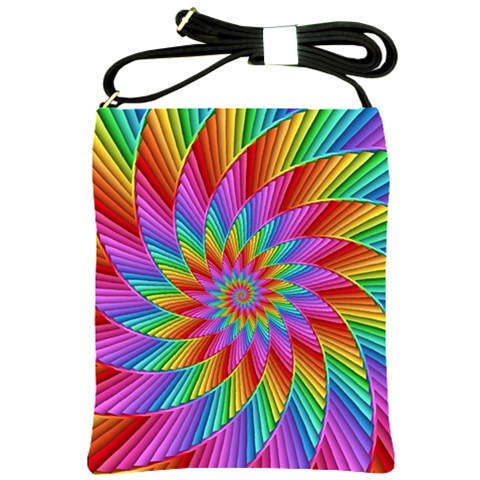 Psychedelic Rainbow Spiral Shoulder Sling Bag from ArtsNow.com Front