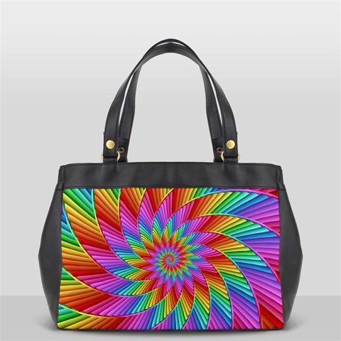 Psychedelic Rainbow Spiral Oversize Office Handbag (2 Sides) from ArtsNow.com Front