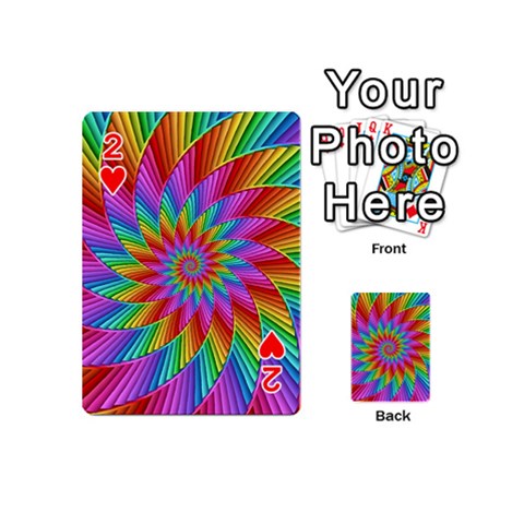 Psychedelic Rainbow Spiral Playing Cards 54 (Mini) from ArtsNow.com Front - Heart2