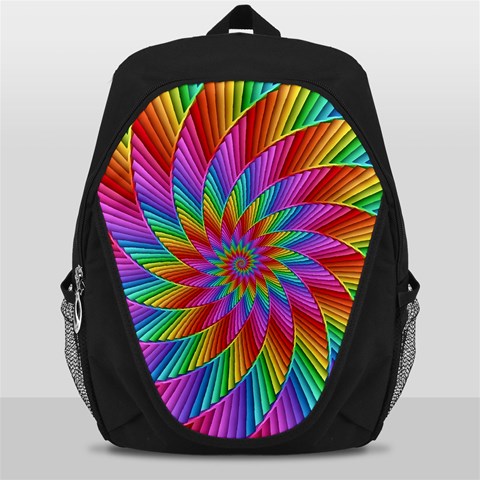 Psychedelic Rainbow Spiral Backpack Bag from ArtsNow.com Front