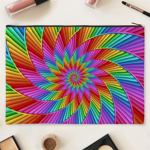 Psychedelic Rainbow Spiral Cosmetic Bag (XXXL) from ArtsNow.com Back