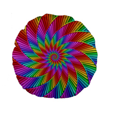 Psychedelic Rainbow Spiral Standard 15  Premium Round Cushion  from ArtsNow.com Front