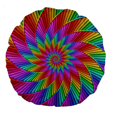 Psychedelic Rainbow Spiral Large 18  Premium Round Cushion  from ArtsNow.com Front