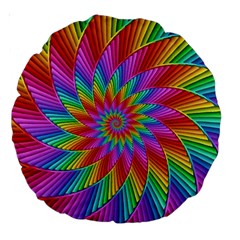 Psychedelic Rainbow Spiral Large 18  Premium Round Cushion  from ArtsNow.com Front