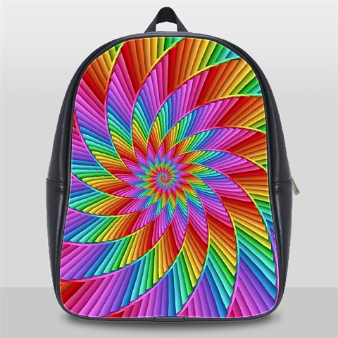 Psychedelic Rainbow Spiral School Bag (XL) from ArtsNow.com Front