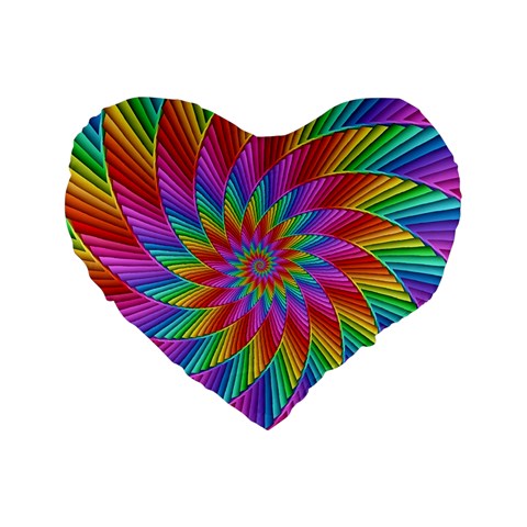 Psychedelic Rainbow Spiral Standard 16  Premium Heart Shape Cushion  from ArtsNow.com Front