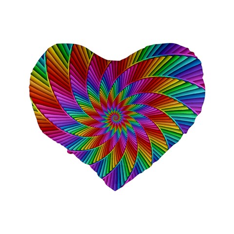 Psychedelic Rainbow Spiral Standard 16  Premium Heart Shape Cushion  from ArtsNow.com Back