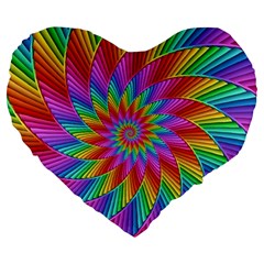 Psychedelic Rainbow Spiral Large 19  Premium Heart Shape Cushion from ArtsNow.com Front