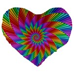 Psychedelic Rainbow Spiral Large 19  Premium Heart Shape Cushion