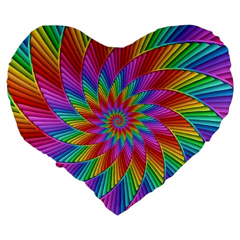 Psychedelic Rainbow Spiral Large 19  Premium Heart Shape Cushion from ArtsNow.com Back