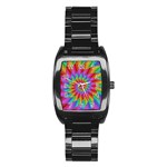 Psychedelic Rainbow Spiral Stainless Steel Barrel Watch