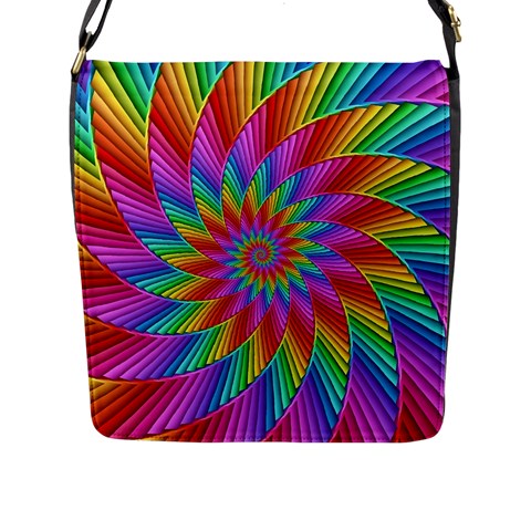 Psychedelic Rainbow Spiral Flap Closure Messenger Bag (L) from ArtsNow.com Front