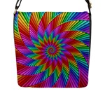 Psychedelic Rainbow Spiral Flap Closure Messenger Bag (L)