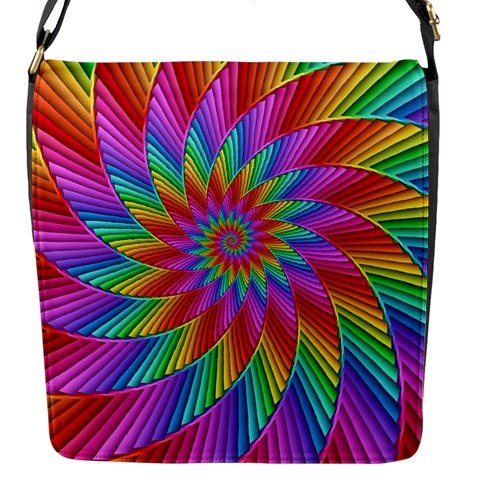 Psychedelic Rainbow Spiral Flap Closure Messenger Bag (S) from ArtsNow.com Front