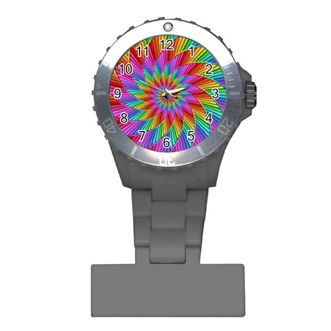 Psychedelic Rainbow Spiral Plastic Nurses Watch from ArtsNow.com Front