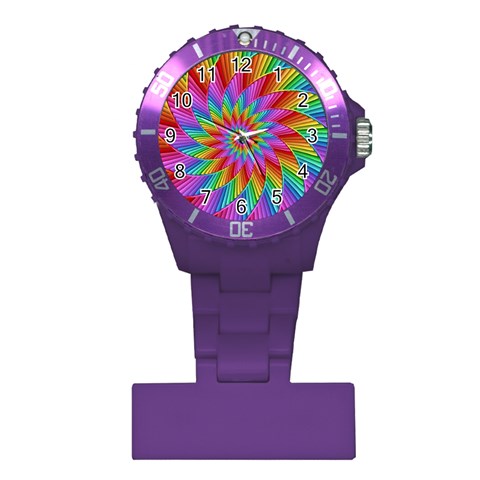 Psychedelic Rainbow Spiral Plastic Nurses Watch from ArtsNow.com Front