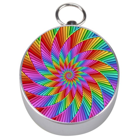 Psychedelic Rainbow Spiral Silver Compass from ArtsNow.com Front