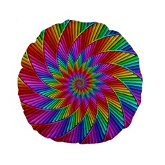 Psychedelic Rainbow Spiral Standard 15  Premium Flano Round Cushion  from ArtsNow.com Front