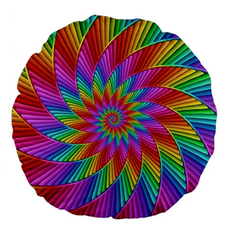 Psychedelic Rainbow Spiral Large 18  Premium Flano Round Cushion  from ArtsNow.com Front