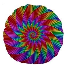 Psychedelic Rainbow Spiral Large 18  Premium Flano Round Cushion  from ArtsNow.com Front