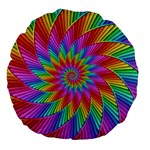 Psychedelic Rainbow Spiral Large 18  Premium Flano Round Cushion 