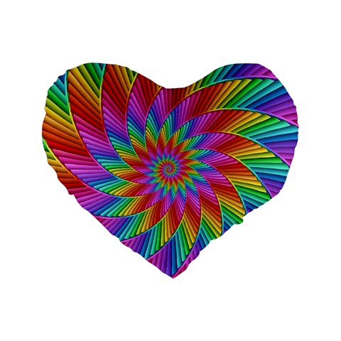 Psychedelic Rainbow Spiral Standard 16  Premium Flano Heart Shape Cushion  from ArtsNow.com Front