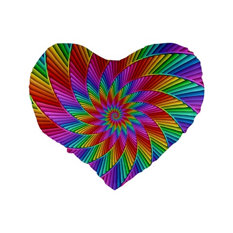 Psychedelic Rainbow Spiral Standard 16  Premium Flano Heart Shape Cushion  from ArtsNow.com Back