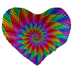 Psychedelic Rainbow Spiral Large 19  Premium Flano Heart Shape Cushion from ArtsNow.com Front