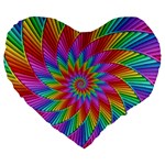 Psychedelic Rainbow Spiral Large 19  Premium Flano Heart Shape Cushion