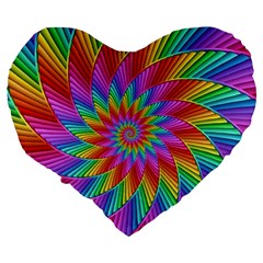 Psychedelic Rainbow Spiral Large 19  Premium Flano Heart Shape Cushion from ArtsNow.com Back