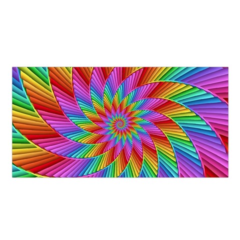 Psychedelic Rainbow Spiral Satin Shawl from ArtsNow.com Front