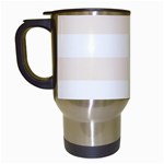 Horizontal Stripes - White and Linen Travel Mug (White)