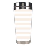 Horizontal Stripes - White and Linen Stainless Steel Travel Tumbler