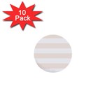 Horizontal Stripes - White and Linen 1  Mini Button (10 pack)