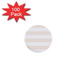 Horizontal Stripes - White and Linen 1  Mini Button (100 pack)