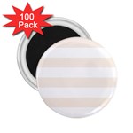 Horizontal Stripes - White and Linen 2.25  Magnet (100 pack)