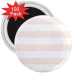 Horizontal Stripes - White and Linen 3  Magnet (100 pack)