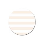 Horizontal Stripes - White and Linen Magnet 3  (Round)