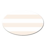 Horizontal Stripes - White and Linen Magnet (Oval)