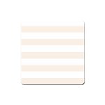 Horizontal Stripes - White and Linen Magnet (Square)