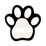 Horizontal Stripes - White and Linen Magnet (Paw Print)