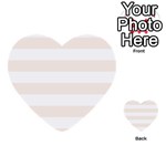 Horizontal Stripes - White and Linen Multi-purpose Cards (Heart)