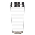 Horizontal Stripes - White and White Smoke Stainless Steel Travel Tumbler