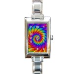 Psychedelic Rainbow Spiral Rectangle Italian Charm Watch