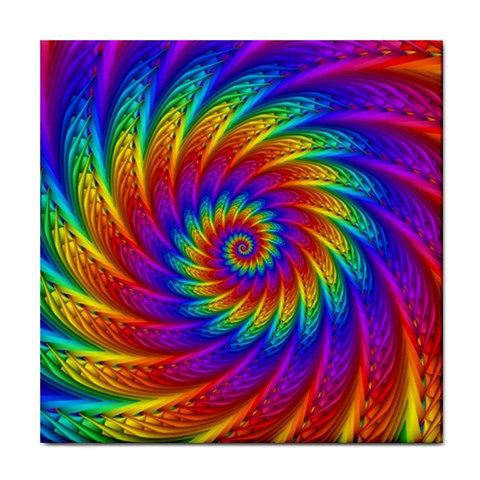 Psychedelic Rainbow Spiral Tile Coaster from ArtsNow.com Front