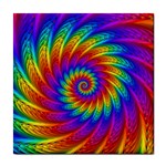 Psychedelic Rainbow Spiral Tile Coaster