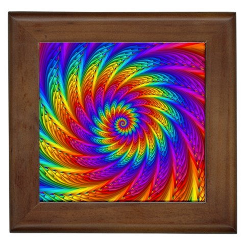 Psychedelic Rainbow Spiral Framed Tile from ArtsNow.com Front